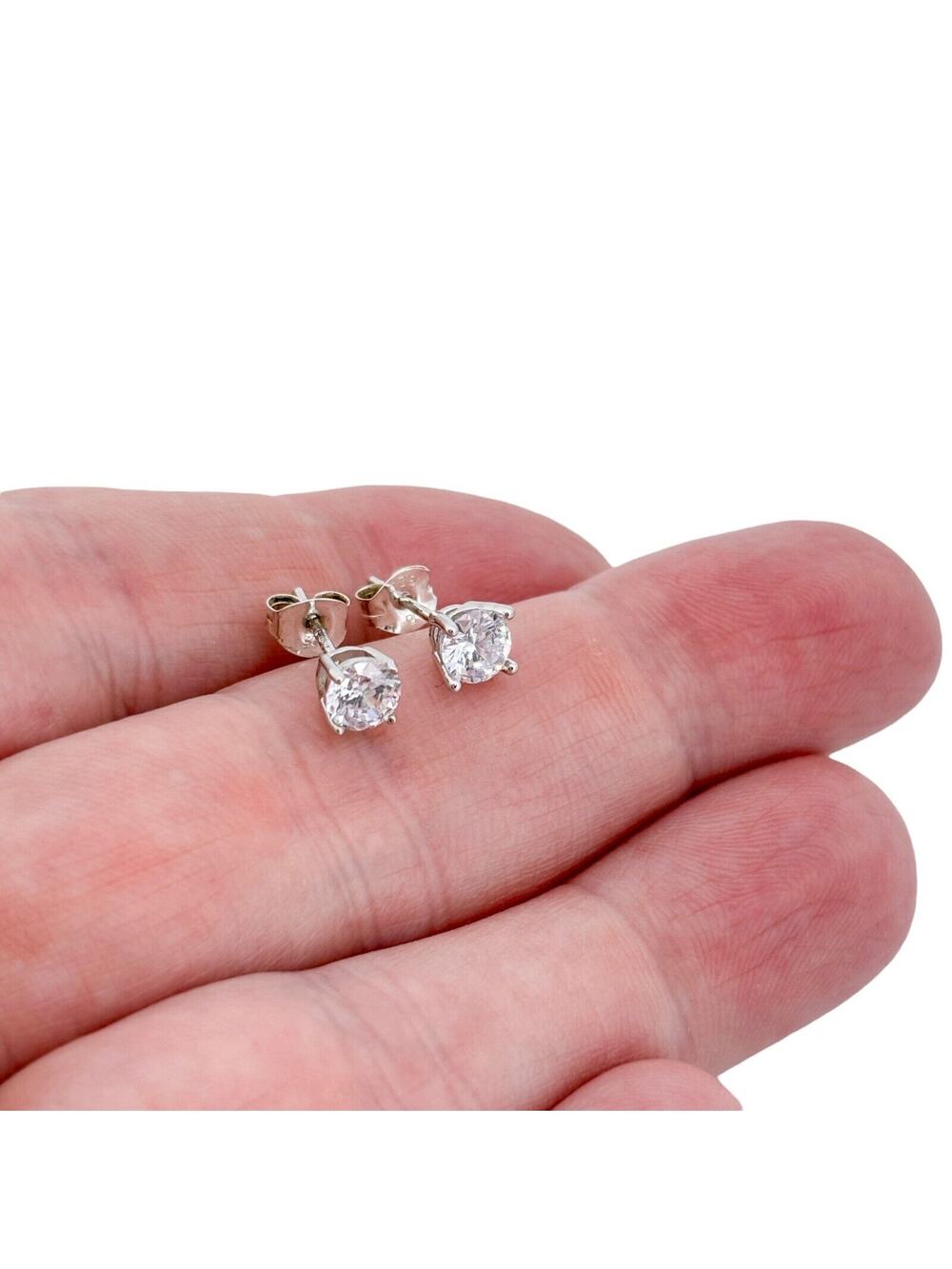 Vintage Sterling Silver 925 Cubic Zirconia Stud Earrings